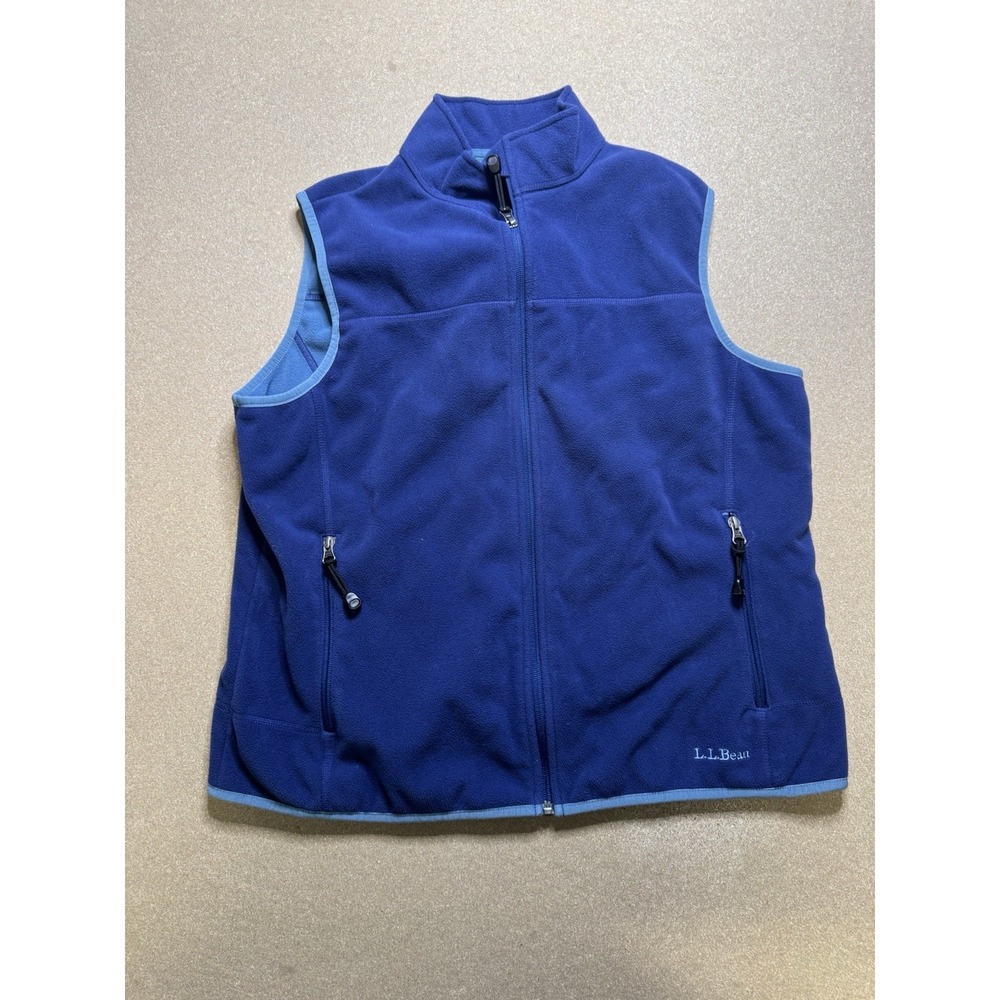 Vintage LL Bean Women's Full-Zip Fleece‎ Vest blue US Made Women's LG